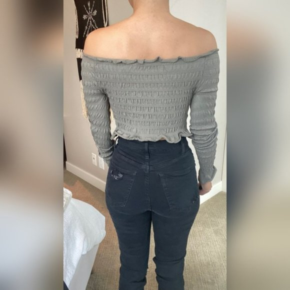 ZARA Off The Shoulder Smock Ruffled Top - Picture 6 of 8